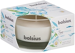 Fragrances, Perfumes, Cosmetics Scented Candle in Glass "White Tea and Mint Leaves", 50/80 mm - Bolsius True Moods Candle