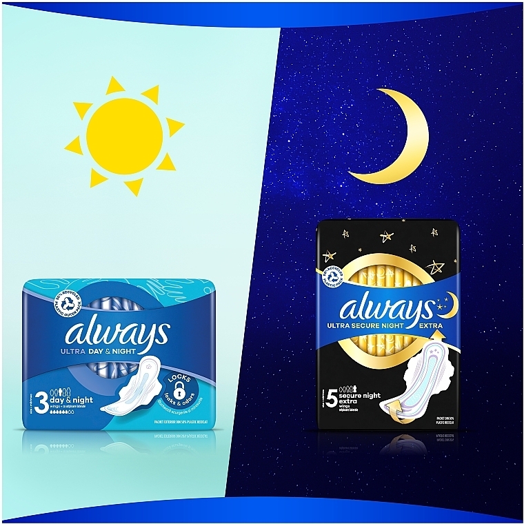 Sanitary Pads, 7pcs - Always Ultra Night Instant Dry Protection — photo N9
