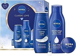 Fragrances, Perfumes, Cosmetics キット - NIVEA Classic Love Gift Set (sh/gel/250ml + b/milk/400ml + lip/balm/5,5ml + f/cr/30ml)