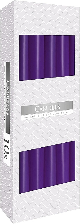 Table Candle Set 245x23 mm, 10 pieces, purple - Bispol — photo N1