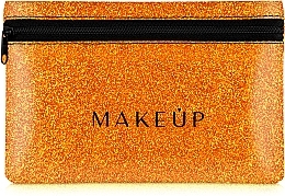 Fragrances, Perfumes, Cosmetics Silicone Makeup Bag, orange "Glitter Pouch", 18x11cm - MAKEUP