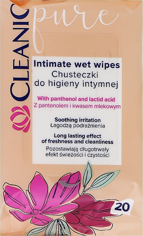 Intimate Hygiene Wet Wipes, 20 pcs - Cleanic Pure Intimate Wet Wipes — photo N1