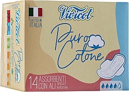 Thin Daily Liners with Wings, 14 pcs - Vivicot Pure Cotton — photo N1