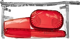 Fragrances, Perfumes, Cosmetics Toilet Set 41372, transparent red, grey bag - Top Choice Set (accessory/4pcs)