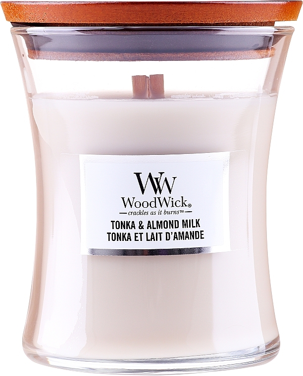 Scented Candle in Glass - Woodwick Hourglass Candle Tonka & Almond Milk — photo N1