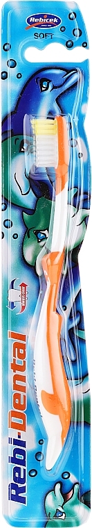 Kids Toothbrush Rebi-Dental M16, soft, orange-white - Mattes — photo N1