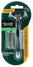 Fragrances, Perfumes, Cosmetics Shaving Razor + 5 Replaceable Cartridges - Wilkinson Sword Xtreme3 System Comfort