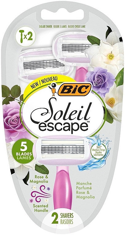 Shaver, 2 pieces - Bic Soleil Escape 5 Rose & Magnolia — photo N1