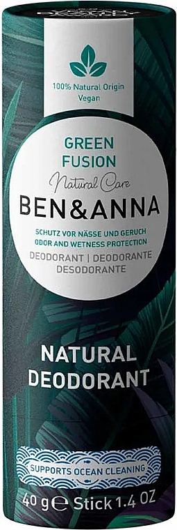 Green Fusion Soda Deodorant (cardboard) - Ben & Anna Natural Care Green Fusion Deodorant Paper Tube — photo N2