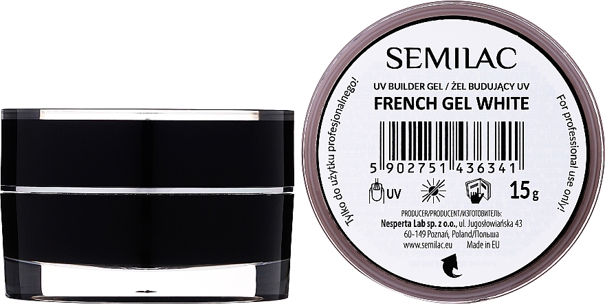 Builder Gel for Nail Extension - Semilac UV Builder Gel French White — photo N1