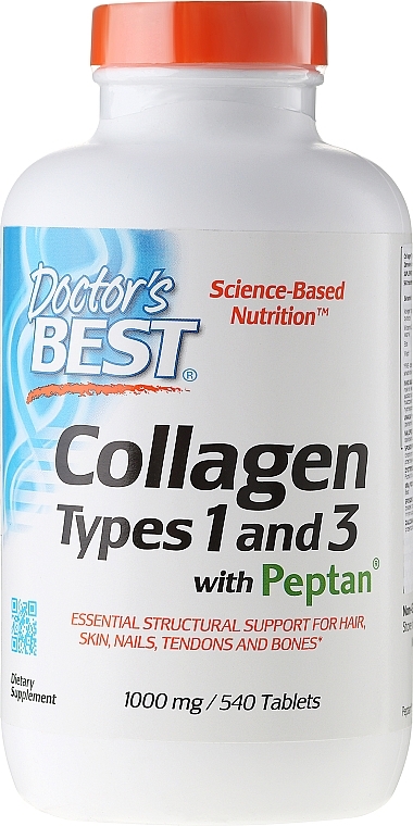 Collagen Types 1 and 3 for Skin and Joints with Vitamin C, 1000 mg - Doctor's Best Collagen Types 1 & 3 with Peptan 1000 mg — photo N3