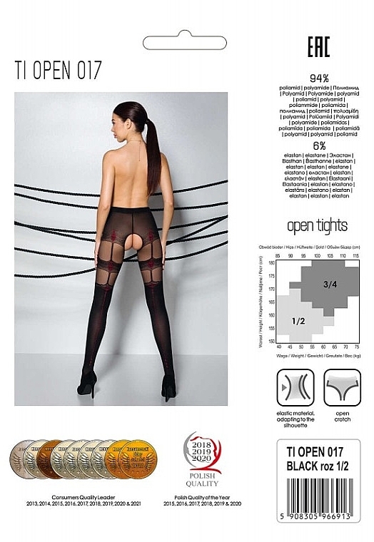 Erotic Tights with Cutout 'Tiopen' 017, 20 Den, black - Passion — photo N2