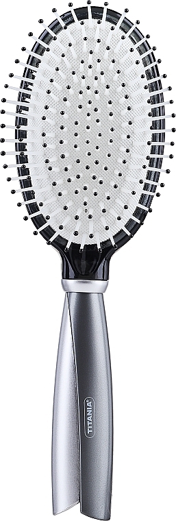 Oval Massage Hair Brush, 24.5 cm, grey - Titania Salon Professional Cushion Brush — photo N2