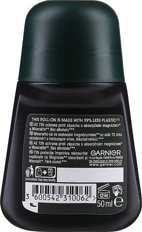 Roll-On Deodorant - Garnier Men Mineral Magnesium Ultra-Dry Anti-Perspirant Roll-On — photo N2