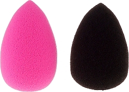 Makeup Sponge, drop-shaped, black + pink, 2 pcs. - IBRA Makeup Blender Sponge Mini — photo N1