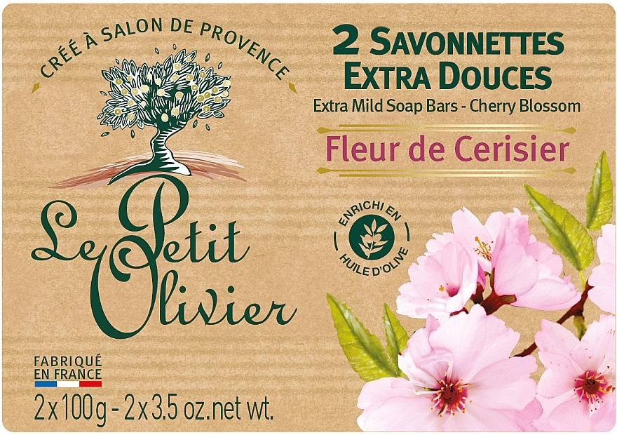 Extra Mild Soap with Cherry Blossom Extract - Le Petit Olivier Vegetal Oils Soap Cherry Blossom — photo N1