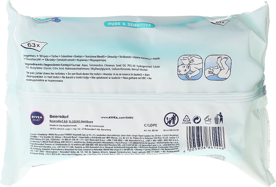 Baby Wet Wipes - NIVEA Baby Pure & Sensitive Cleansing Wipes — photo N2