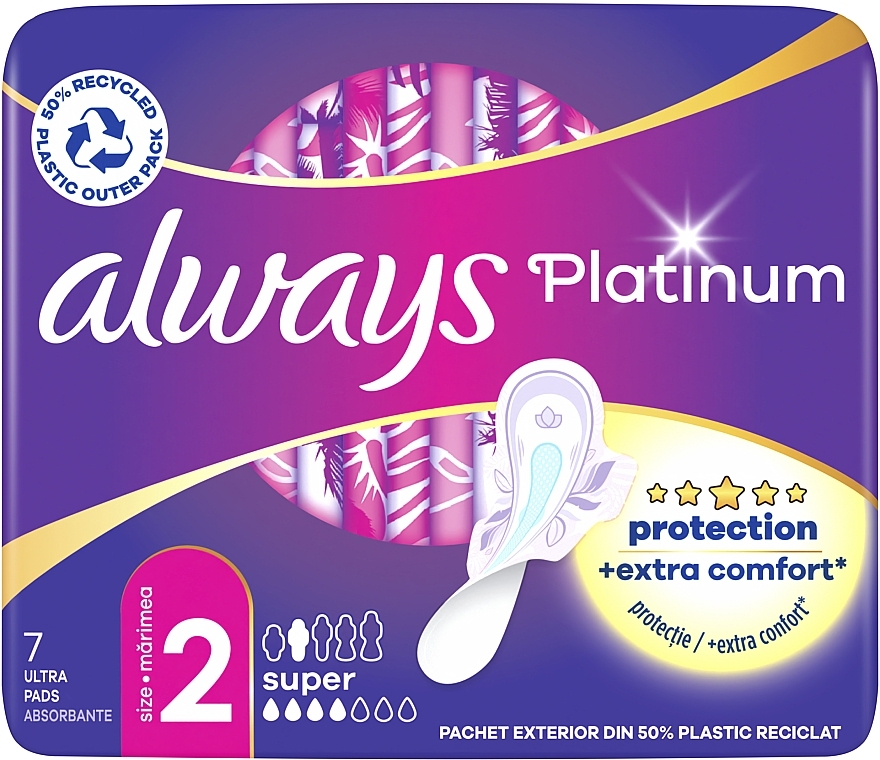 Sanitary Pads, 7pcs - Always Platinum Ultra Super Plus — photo N1