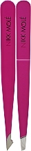 Fragrances, Perfumes, Cosmetics 2 Purple Tweezers Set in Case - Nikk Mole 