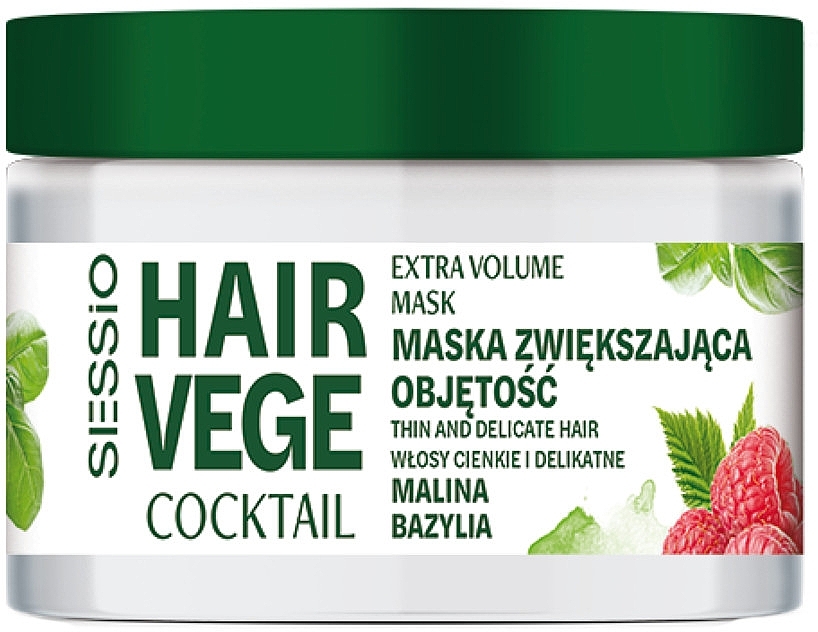 Raspberry and Basil Hair Volume Mask - Sessio Hair Vege Cocktail Extra Volume Mask — photo N1