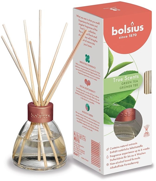 Reed Diffuser "Green Tea" - Bolsius Fragrance Diffuser True Scents — photo N1