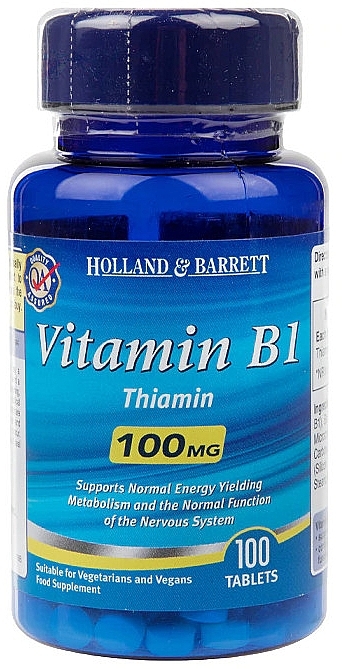 Food Supplement "Vitamin B1" - Holland & Barrett Vitamin B1 100mg — photo N2