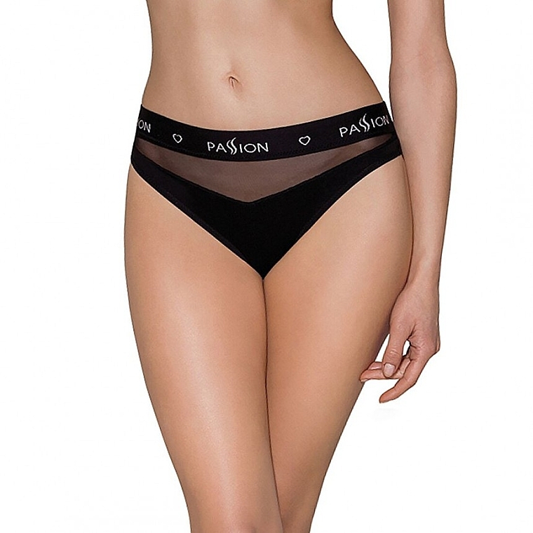 Panties with Transparent Insert, black - Passion — photo N1