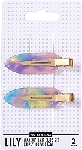 Hair Clip Set, 2 pcs. - Sister Young Lily Pink Purple — photo N1