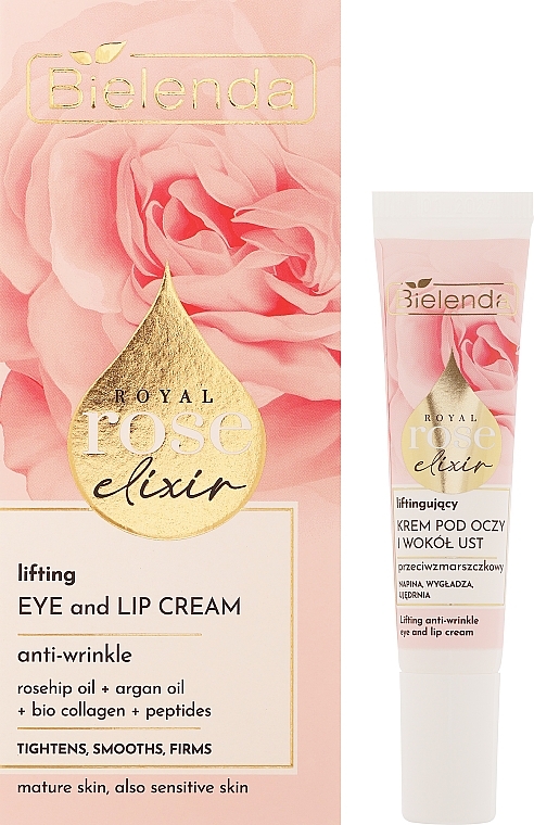 Eye and Lip Cream - Bielenda Royal Rose Elixir Lifting Anti-Wrinkle Eye And Lip Cream — photo N2