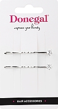 Fragrances, Perfumes, Cosmetics Hair Grips FA-5692, 2 pcs, silver with rectangular crystal - Donegal