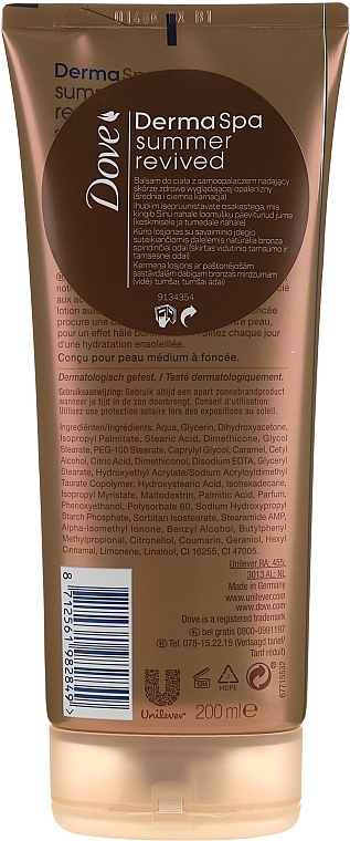 Bronzing Body Lotion - Dove Derma Spa Summer Revived Medium To Dark Skin Body Lotion — photo N3