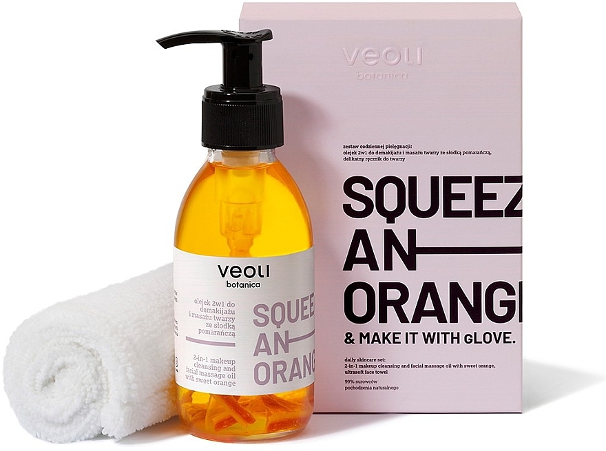 Set - Veoli Botanica Squeeze An Orange (f/oil/132.7g + towel/1pcs) — photo N1