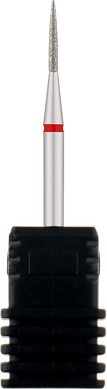 Diamond Nail Drill Bit 'Thin Pointed Cylinder', 863 250 012R 1.2mm, red mark - Tufi Profi Premium — photo N1