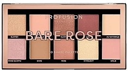 Eyeshadow Palette - Profusion Cosmetics Bare Rose 10 Shades Eyeshadow Palette — photo N1