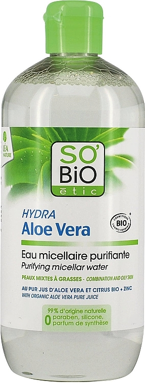 Cleansing Micellar Water - So'Bio Etic Organic Aloe Vera Micellar Water — photo N1