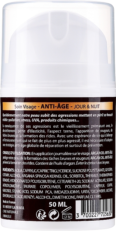 Anti-Wrinkle Cream - Institut Claude Bell Argan Oil Anti-Age Jour & Nuit — photo N2