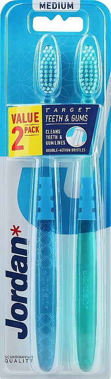 Medium Toothbrush, green + dark blue - Jordan Target Teeth Toothbrush — photo N2