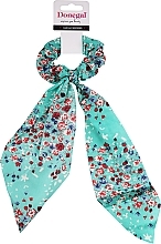 Fragrances, Perfumes, Cosmetics Hair Scrunchie, FA-5649, turquoise with flowers - Donegal