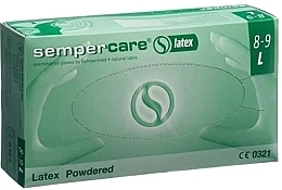 Fragrances, Perfumes, Cosmetics Latex Gloves, powdered, size L (8-9), 100 pcs. - Sempermed Sempercare Gloves Latex Powdered