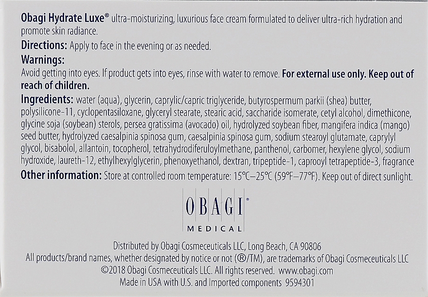 Moisturizing Cream - Obagi Medical Hydrate Luxe Moisture-Rich Cream — photo N3