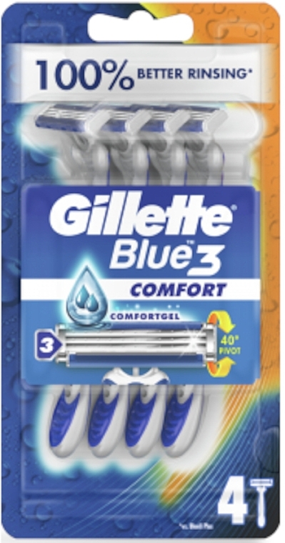 Disposable Razor Set, 4 pcs. - Gillette Blue 3 Comfort — photo N1