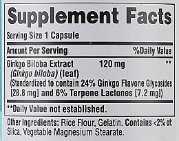 Supplement 'Ginkgo Biloba' 120 mg, capsules - Puritan's Pride Ginkgo Biloba — photo N3