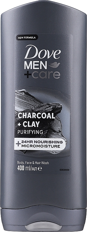 Shower Gel - Dove Men+Care Elements Charcoal+Clay Micro Moisture Body And Face Wash — photo N2
