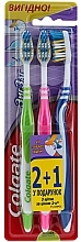 Fragrances, Perfumes, Cosmetics Set "ZigZag", medium, light green + pink + blue - Colgate Medium Toothbrush