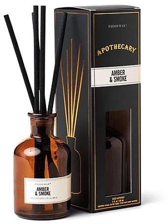 Fragrance Diffuser - Paddywax Apothecary Glass Reed Diffuser Amber & Smoke — photo N2