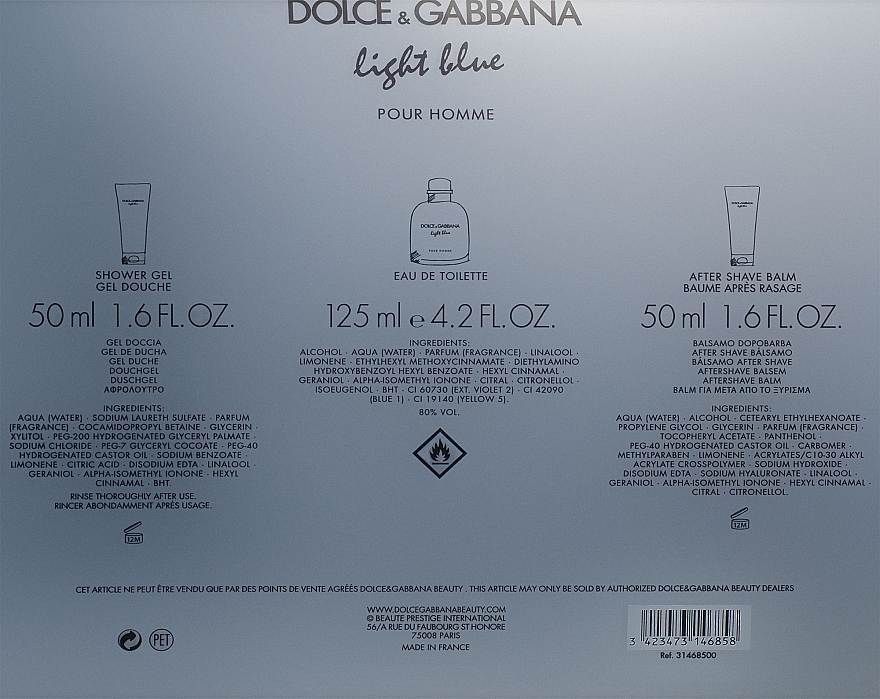 Dolce&Gabbana Light Blue Pour Homme - Set (edt/125ml + sh/gel/50ml + ash/balm/50ml) — photo N3