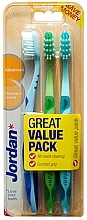 Fragrances, Perfumes, Cosmetics Toothbrush Medium Advanced, blue + green + blue - Jordan Advanced Medium Toothbrush