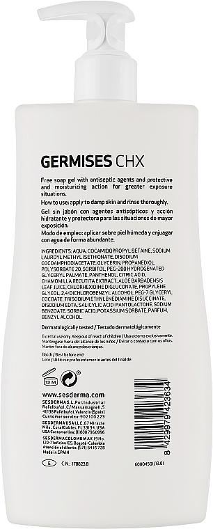 Moisturizing Shower Gel - SesDerma Laboratories Germises CHX Body Hygiene Gel — photo N2