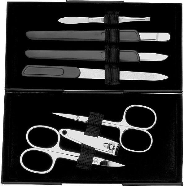 Manicure Set, black/silver-glossy, 7 pcs - Erbe Solingen Magic Box — photo N2