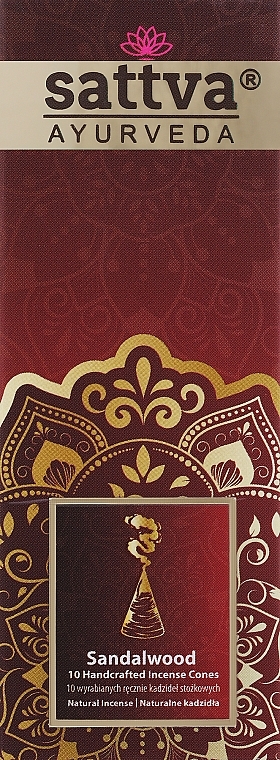 Incense Sticks - Sattva Ayurveda Sandalwood Incense Sticks Cones — photo N1